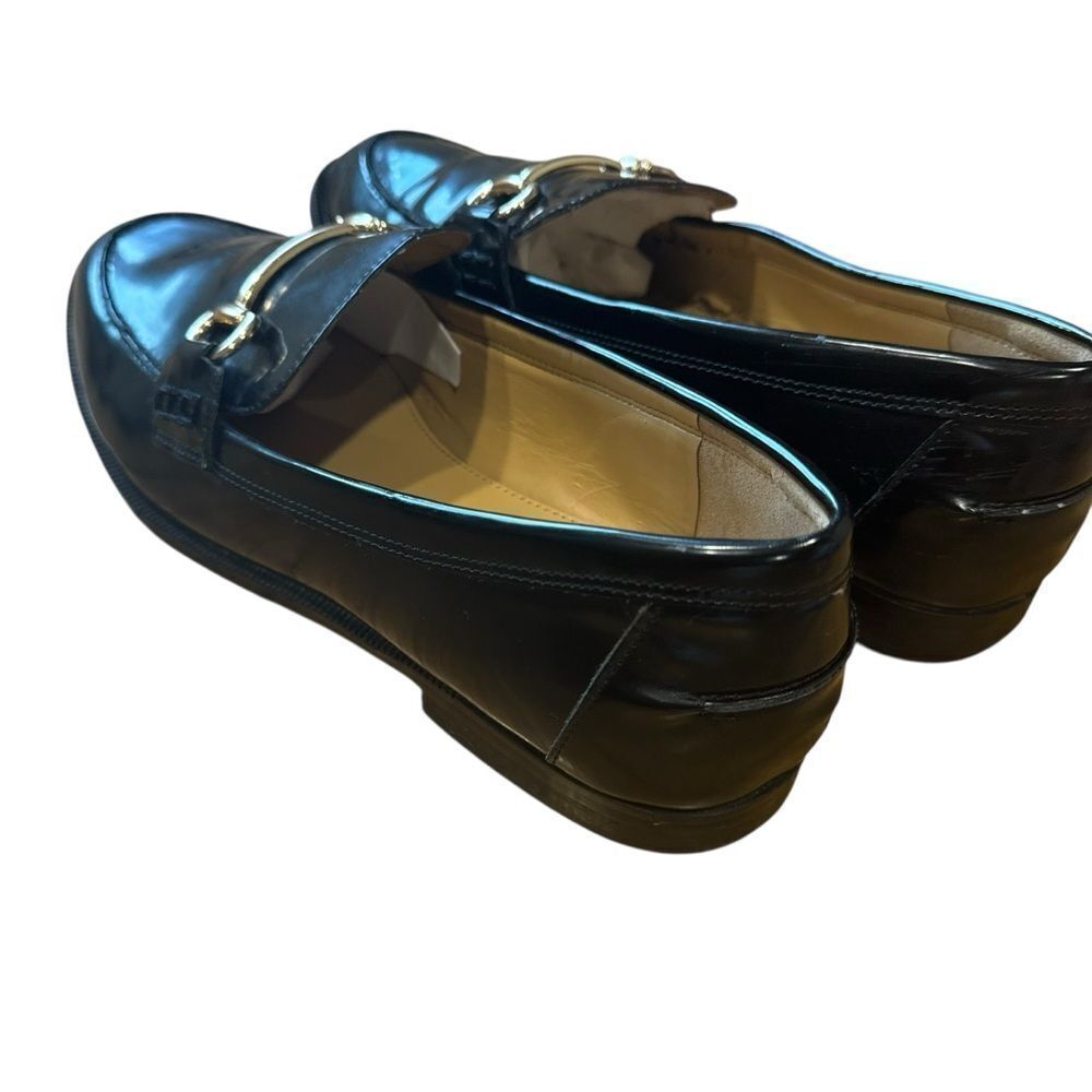 J.Crew Classic Black Vegan Leather Loafers with Gold Hardware Horsebit Size 9 - Picture 6 of 13